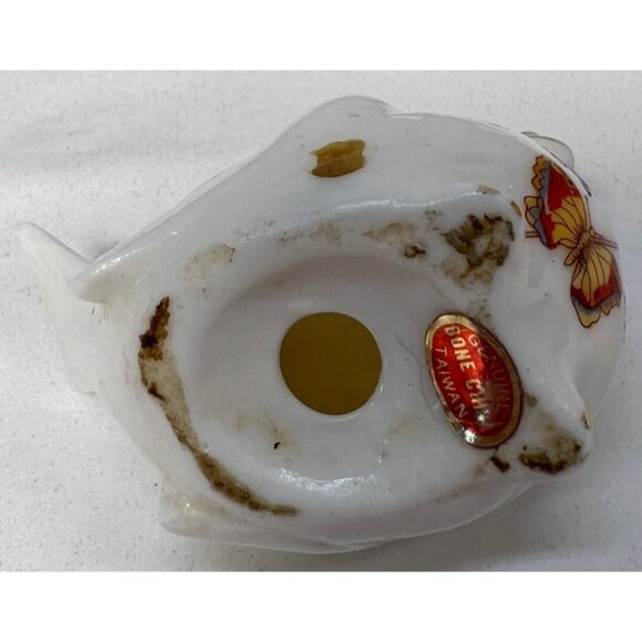 Vintage Hand-Painted Porcelain Bird Figurine With Floral Design White - Picture 5 of 5